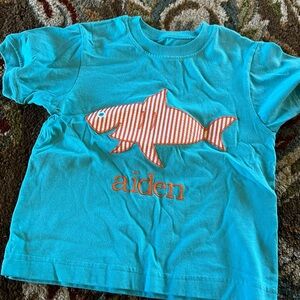 Kelly's Kids Turquoise and Orange Shark Tee